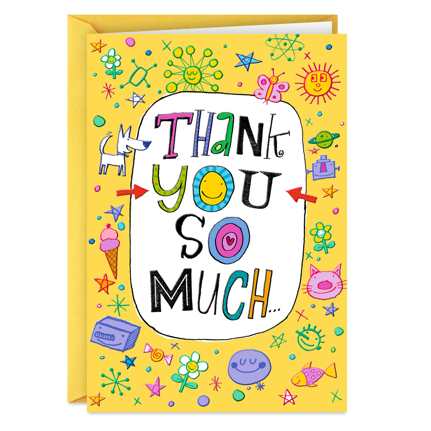 Happy Doodles Thank You Card