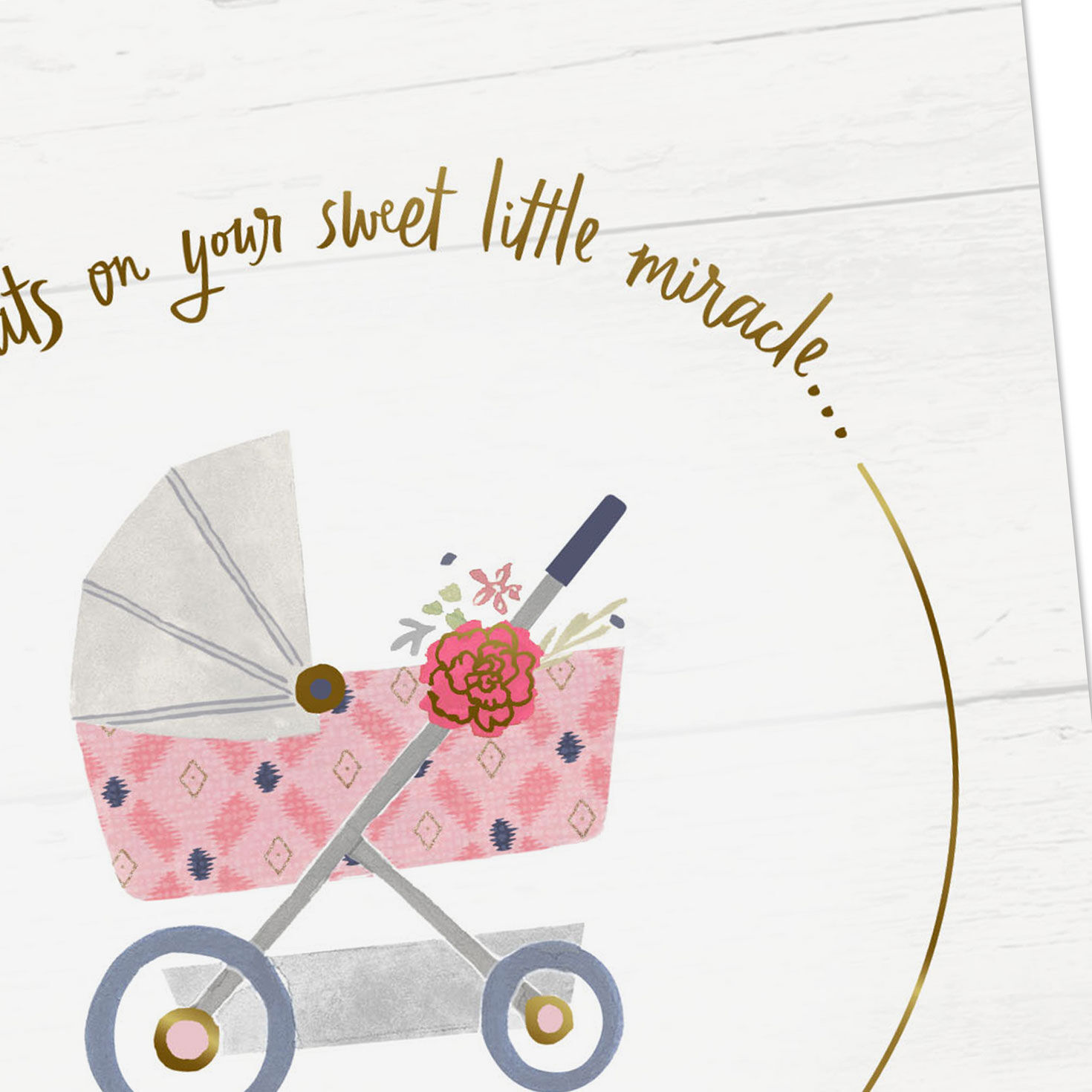 Vintage Baby Carriage and Flowers Baby Girl Card Card Front Detail image number 4