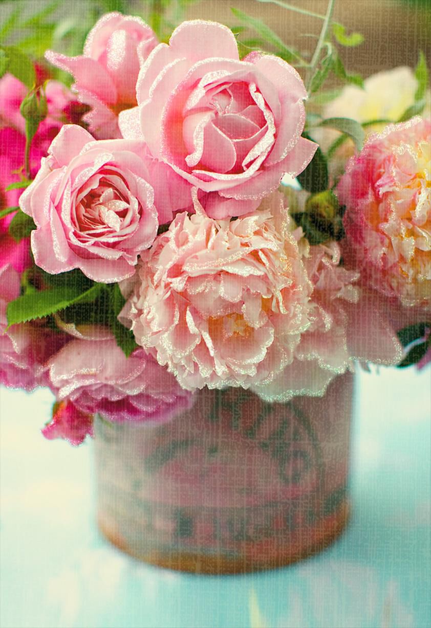Bouquet of Pink Flowers Blank Card