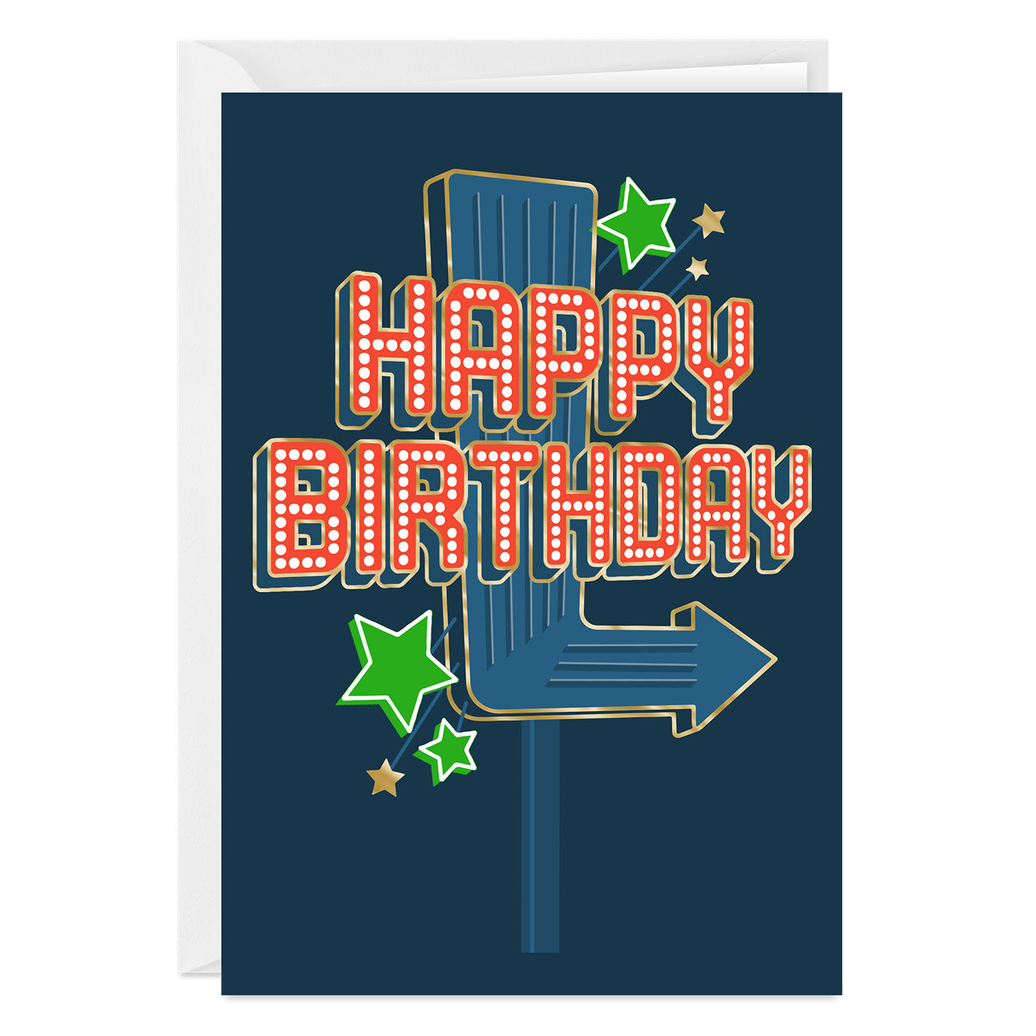 Retro Neon Sign Custom Birthday Card