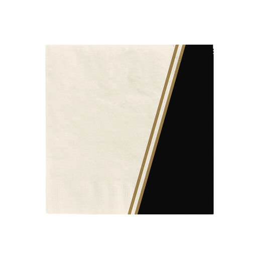 Ivory, Black and Gold Geometric Dinner Napkins, Set of 16, 