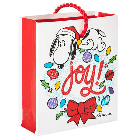 4.6" Peanuts® Snoopy on Wreath Christmas Gift Card Holder Mini Bag, , large