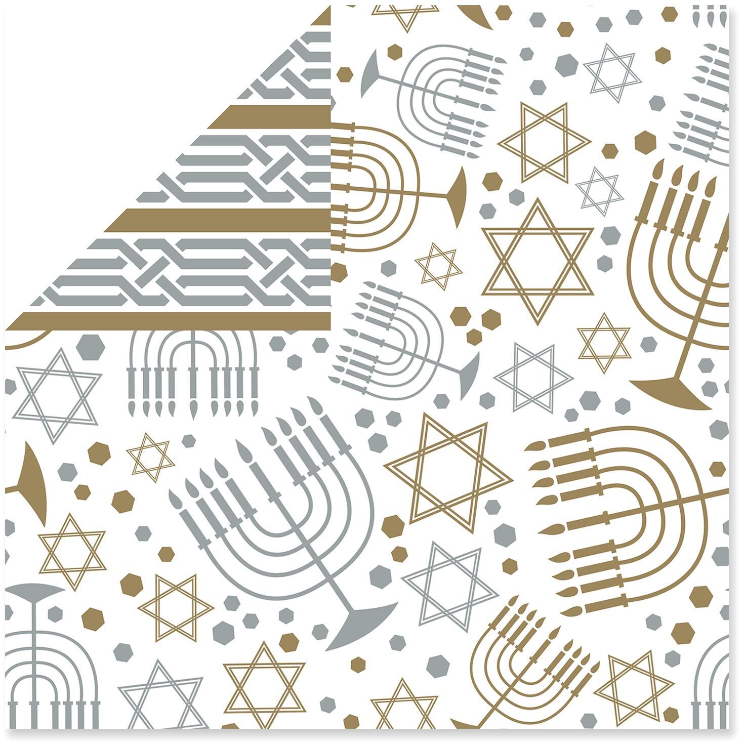 Icons And Stripes Reversible Hanukkah Wrapping Paper Roll 25 Sq Ft Wrapping Paper Hallmark