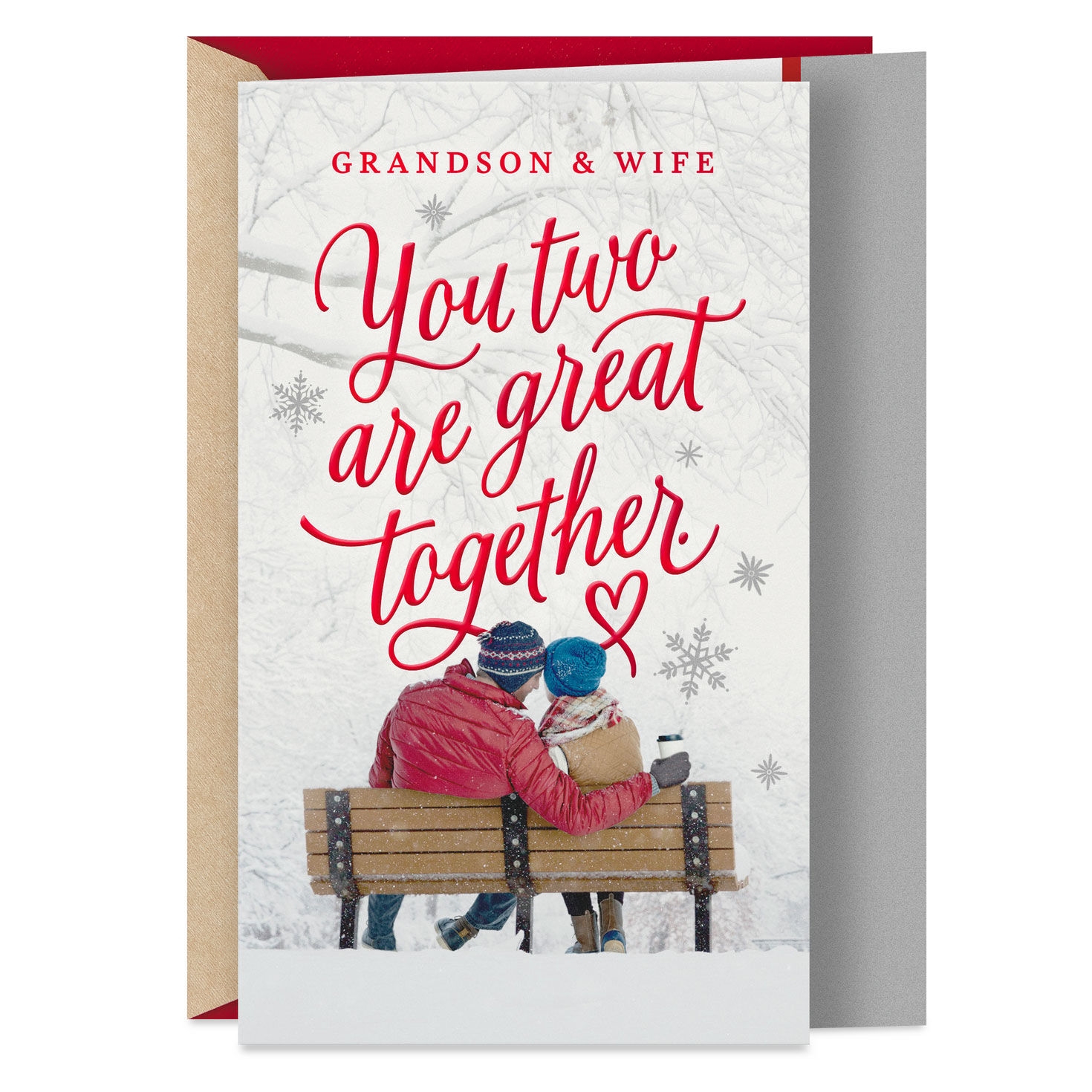 You Are Great Together Christmas Card for Grandson and Wife