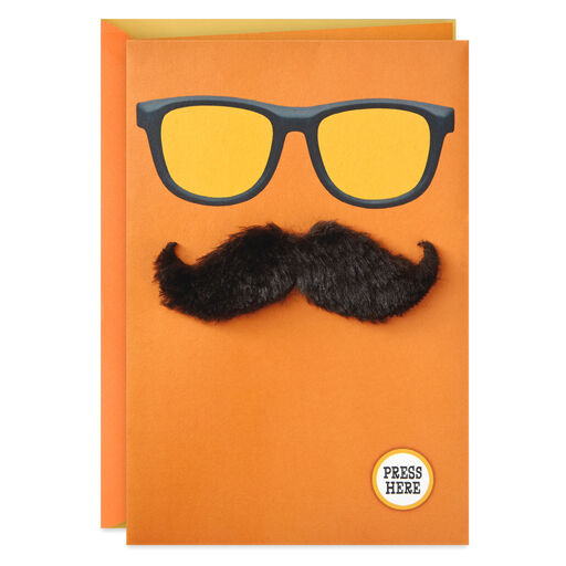 Mustache and Glasses Funny Musical Birthday Card With Motion, 