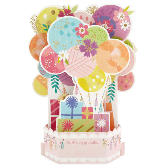 Balloons Musical 3D Pop-Up Birthday Card With Light, , large image number 3