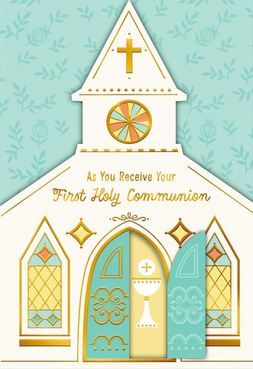 Church With Steeple First Communion Card