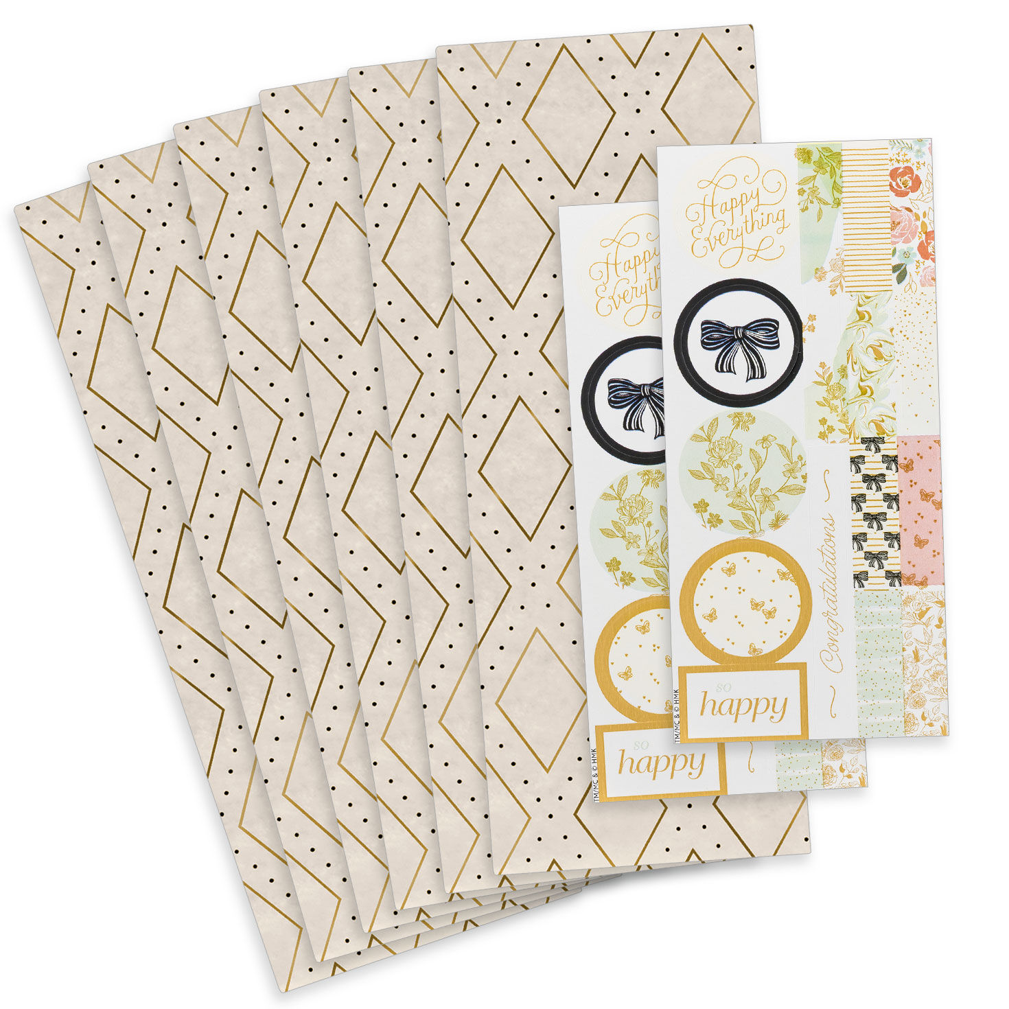 Gold Diamonds on Cream Tissue Paper Wrapping Kit