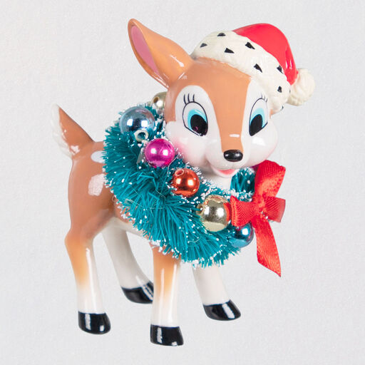 Retro Reindeer Porcelain Ornament, 