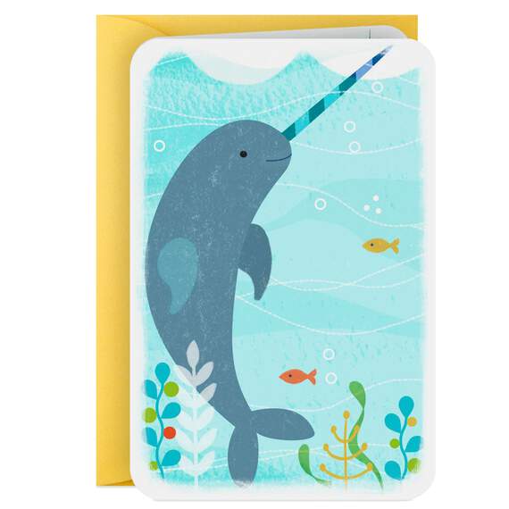 3.25" Mini Glad You Exist Narwhal Thinking of You Card, , large image number 3