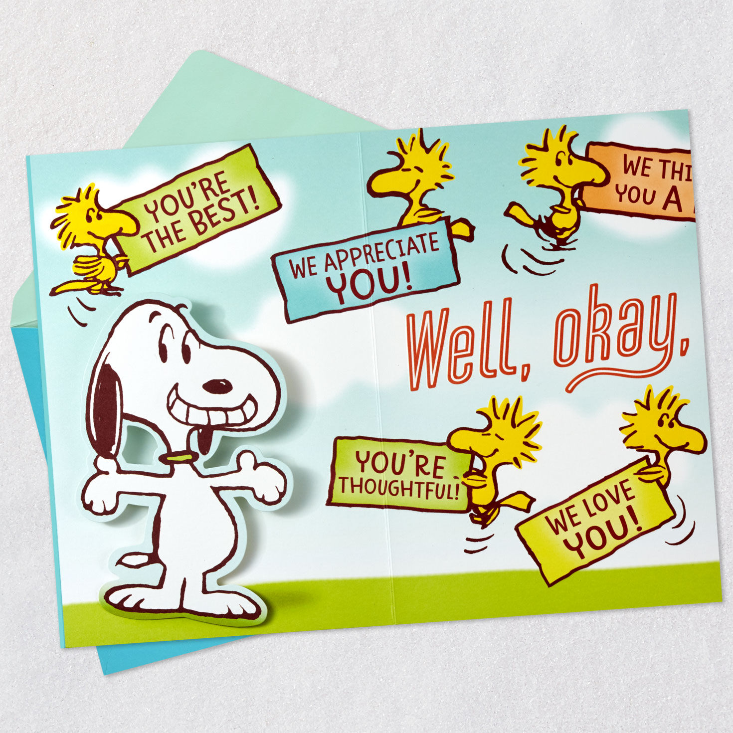 Snoopy and Woodstock Birthday Card for Grandpa Open card with envelope image number 4