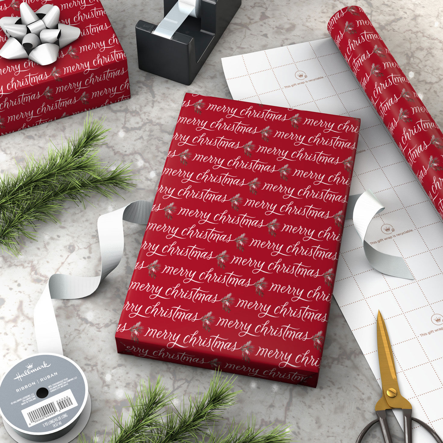 Cinnamon-Scented Merry Christmas on Red Gift Wrap Wrapped package image number 3