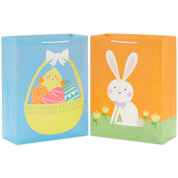 14.4" Chick and Bunny 2-Pack Extra-Large Easter Gift Bags
