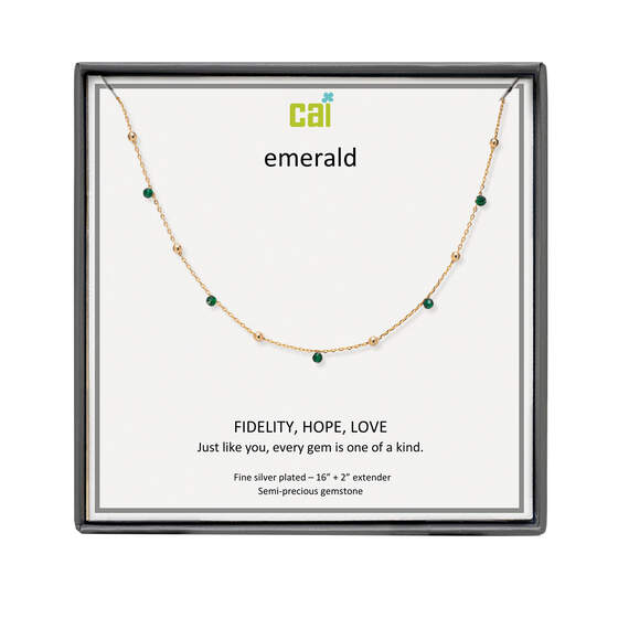 CAI Jewelry Gold and Emerald Satellite Necklace