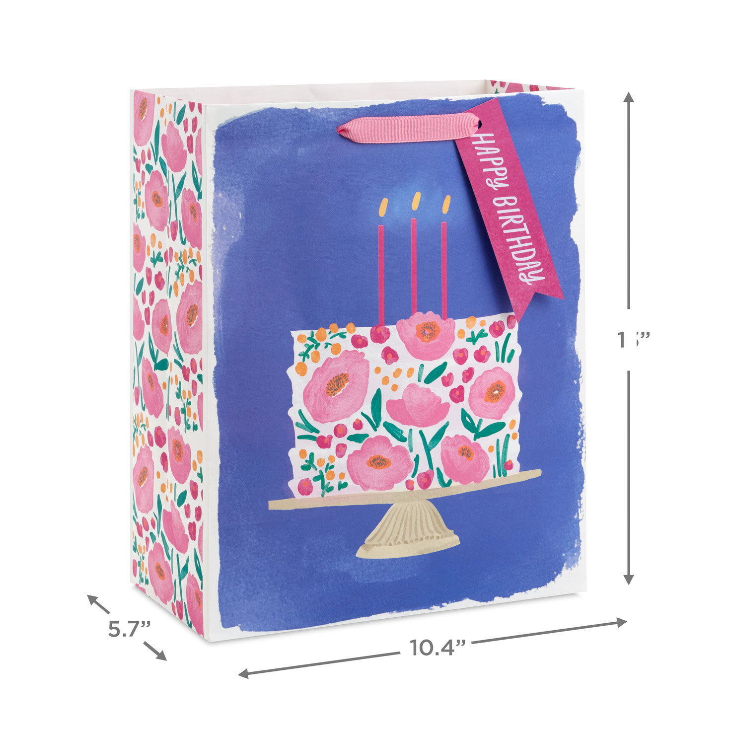 13" Floral Cake on Blue Large Birthday Gift Bag for only USD 5.49 | Hallmark
