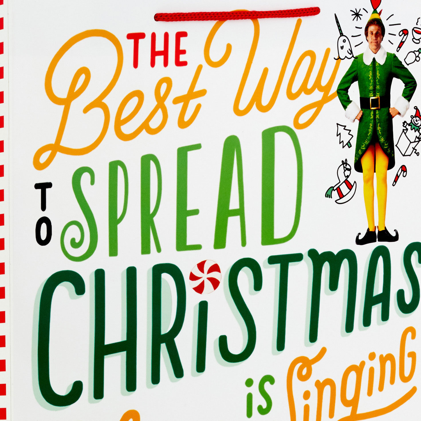 Buddy the Elf Christmas Cheer Large Gift Bag Handle Detail image number 4