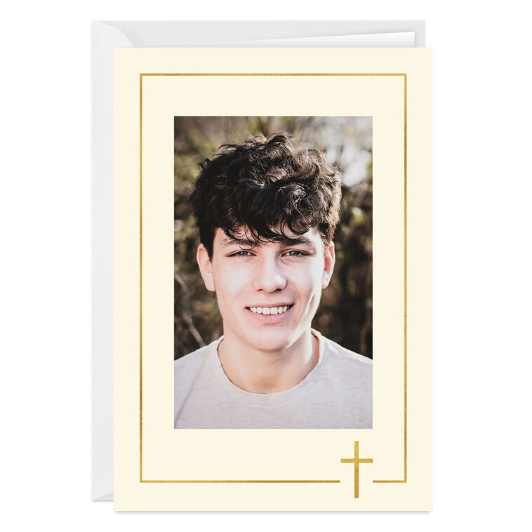 Personalized Cross Frame Religious Photo Card