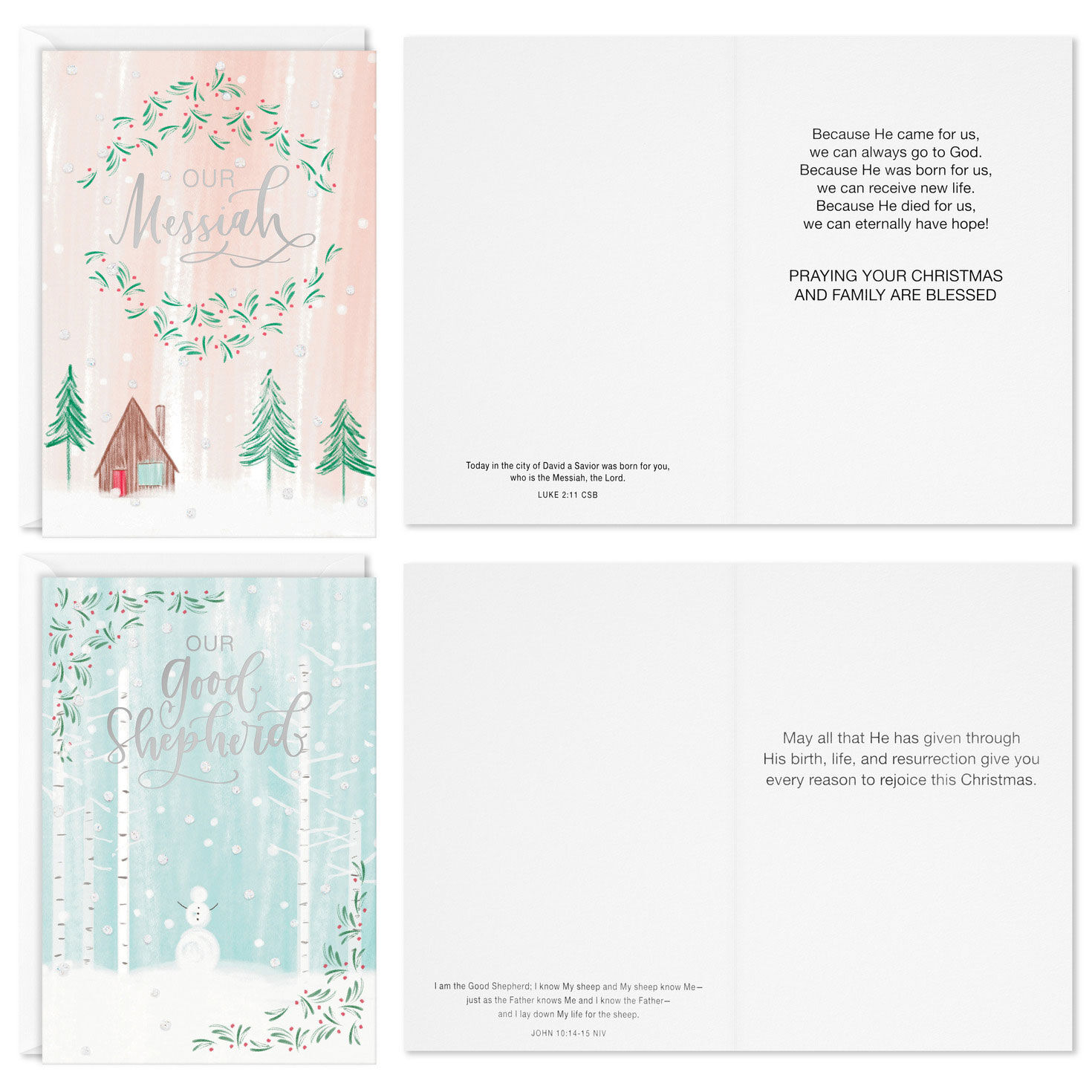 Pastel Scenes Religious Christmas Cards Assortment Card Front with Sentiment image number 4