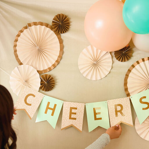 Customizable Aqua and Gold Dots Party Banner Kit, 