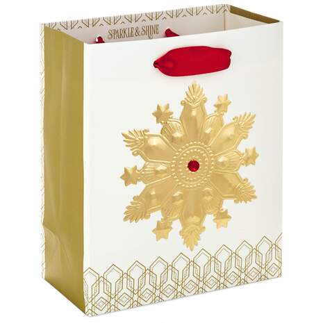 6" Gold Snowflake Gift Bag, , large