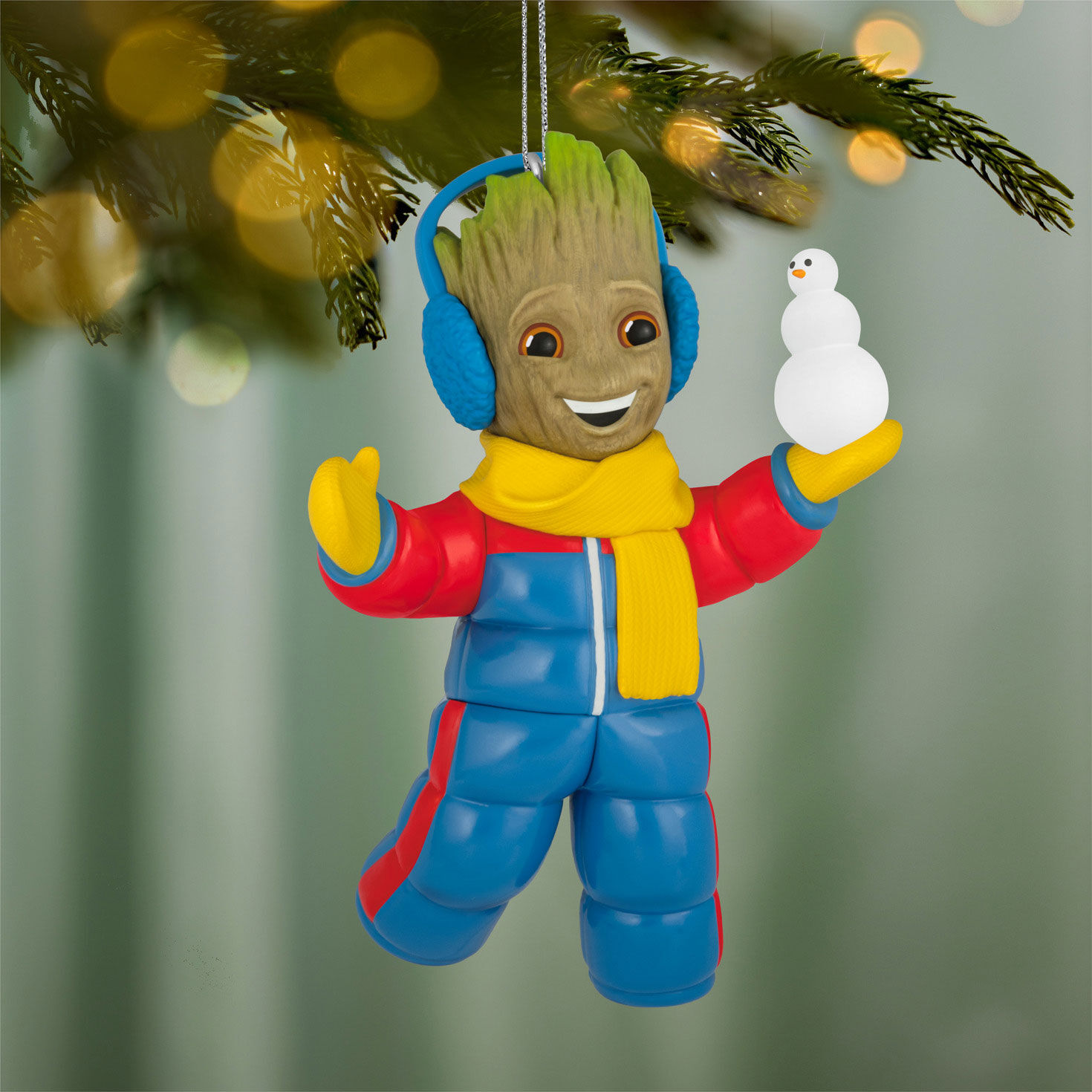 Groot in Snow Suit Keepsake Ornament hanging on tree image number 2