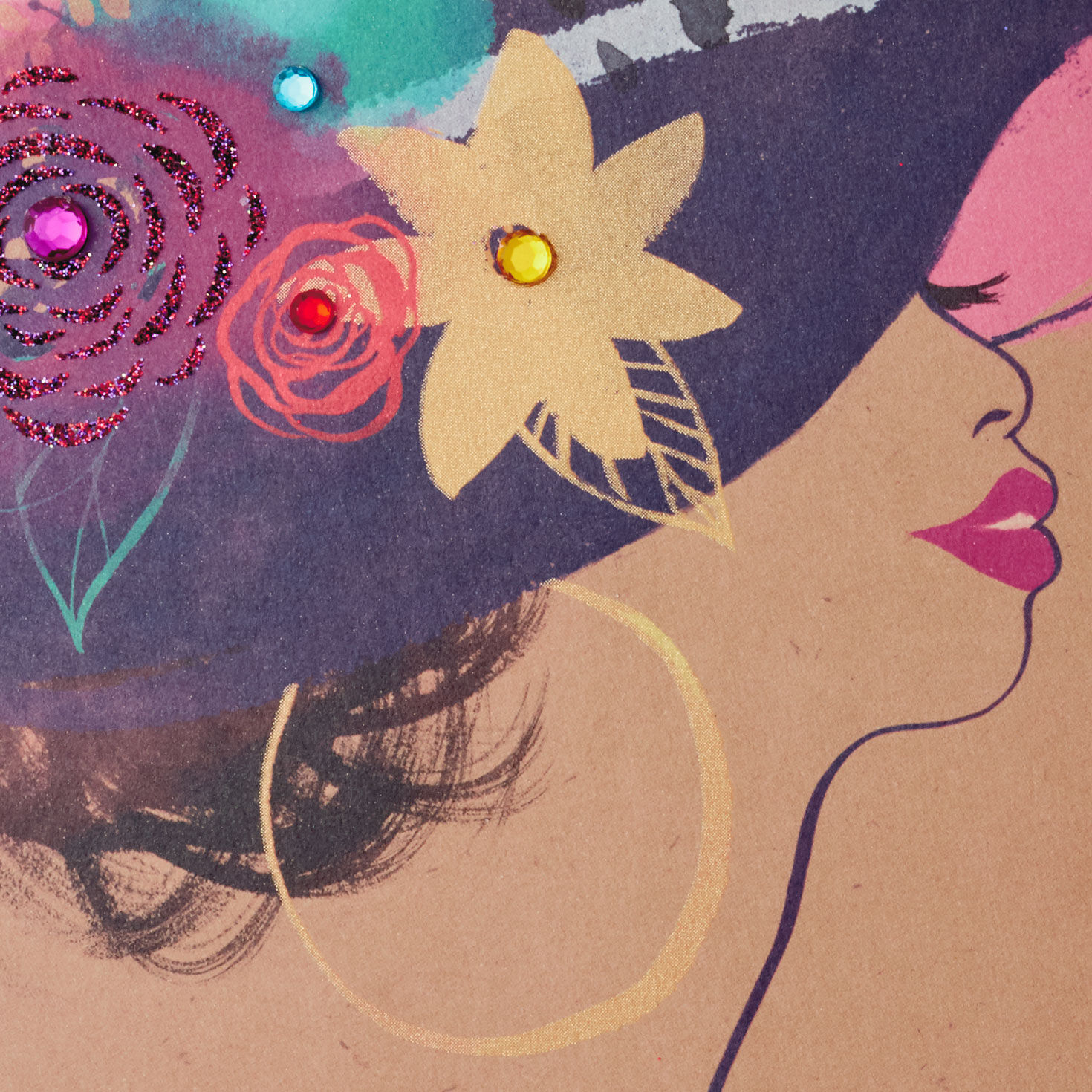 Black Woman in Floral Hat Mother's Day Card for Mom Card Front Detail image number 5