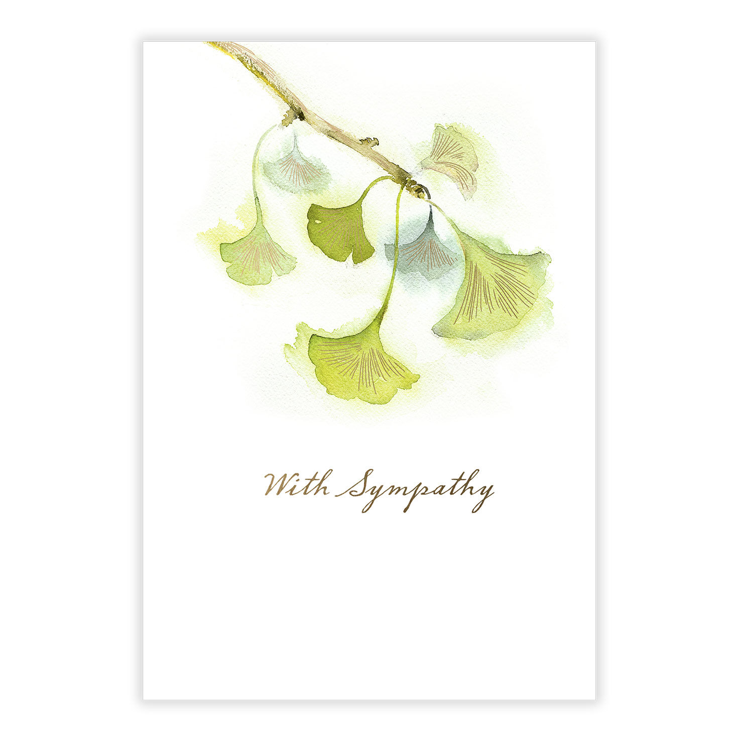 Watercolor Leaves Personalized Sympathy Card front image number 2