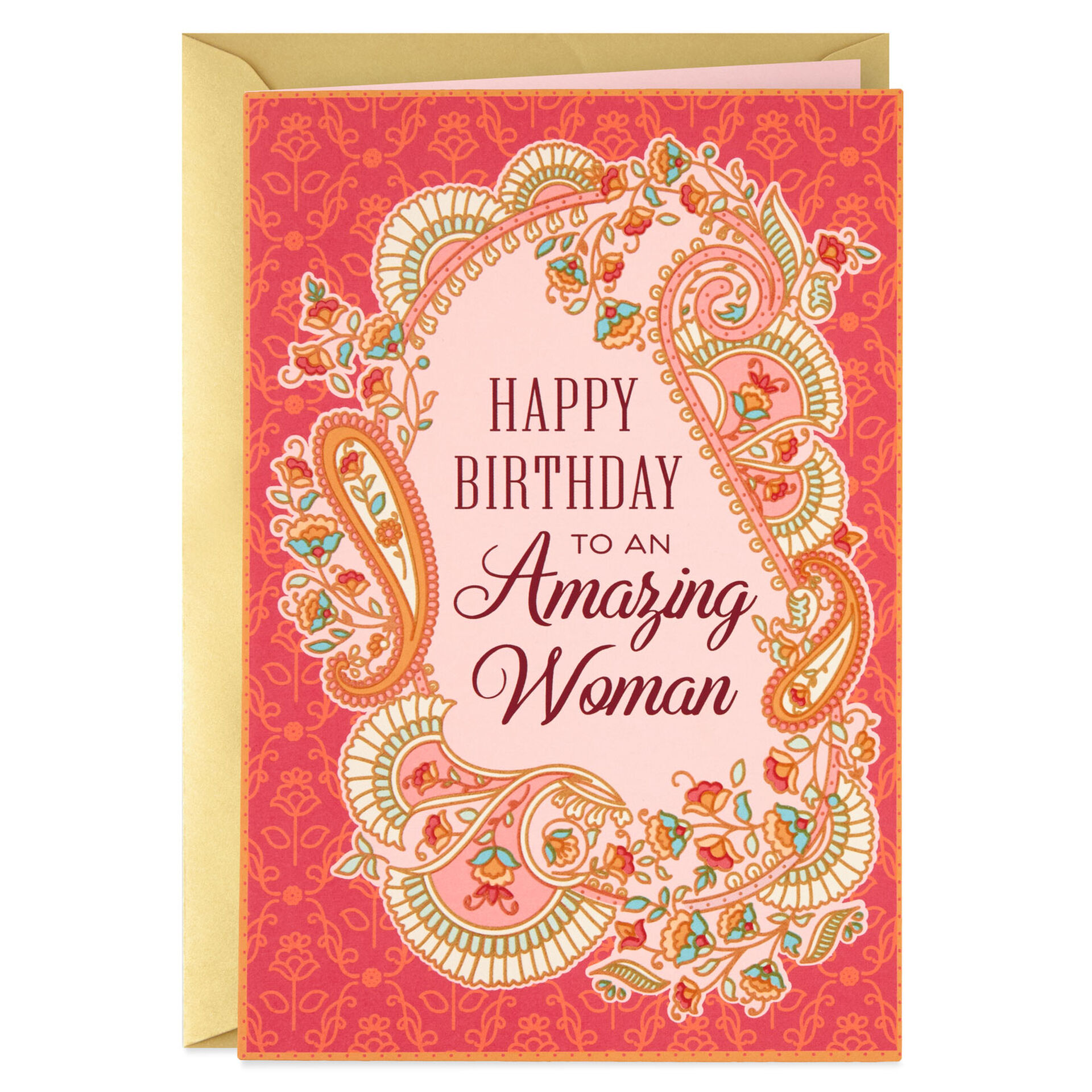 For An Amazing Woman Floral Paisley Birthday Card Greeting Cards