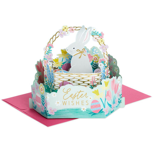 Easter Bunny in Basket 3D Pop-Up Easter Card, 