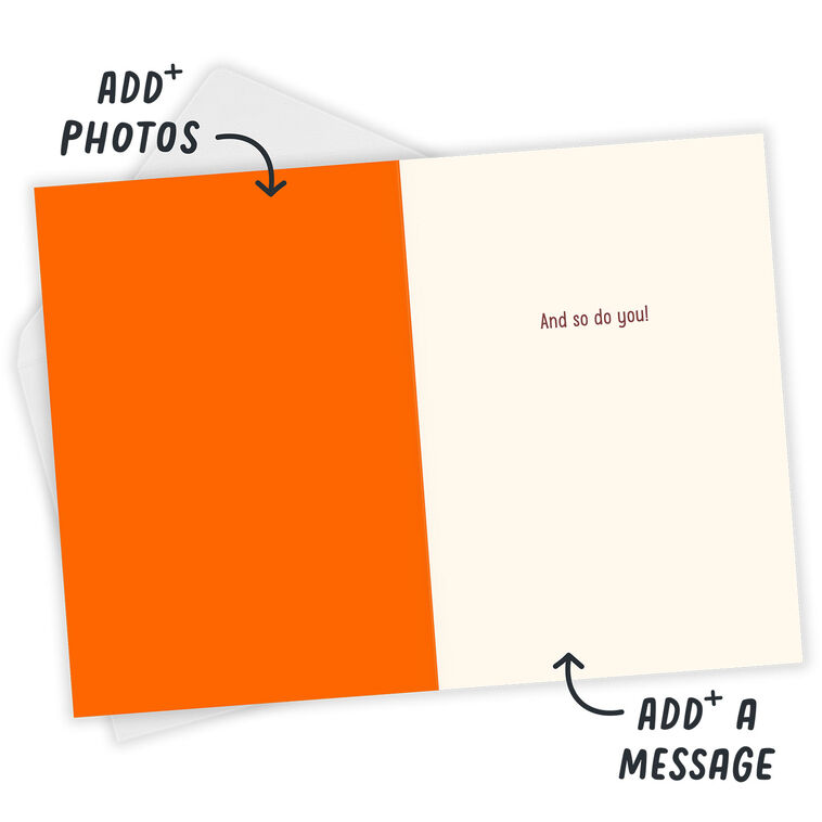 Orange March Birthdays Personalized Birthday Card Open Card with Envelope indicating personalization image number 3