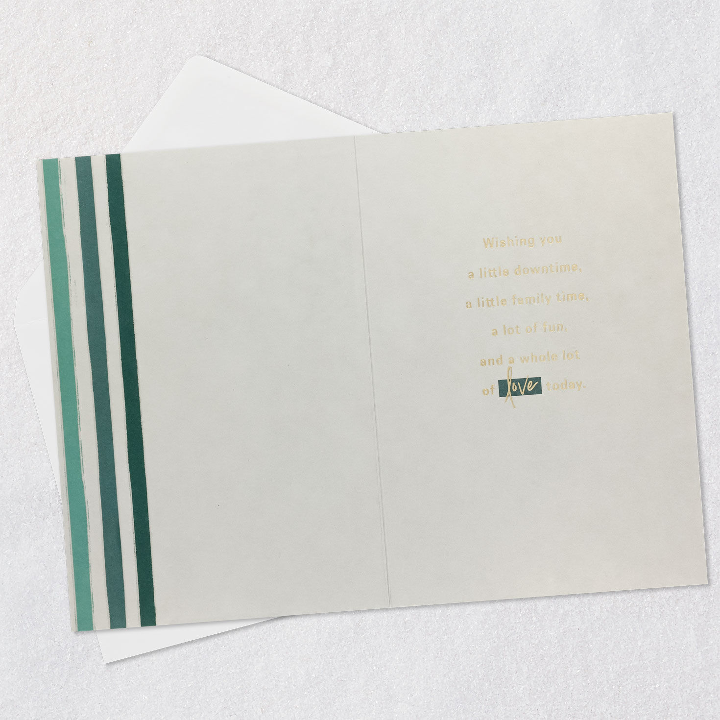 Green and Tan Vertical Stripes Father's Day Card Open card with envelope image number 3
