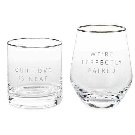 Lowball and Stemless Wine Glass, Set of 2, , large
