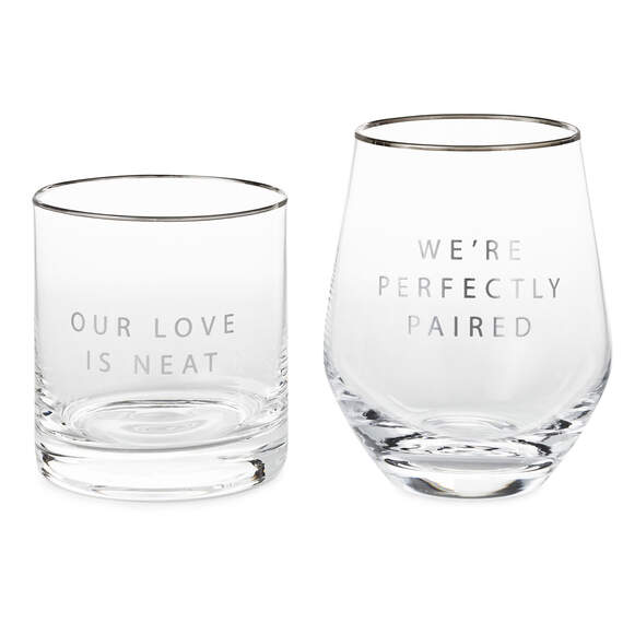 Lowball and Stemless Wine Glass, Set of 2