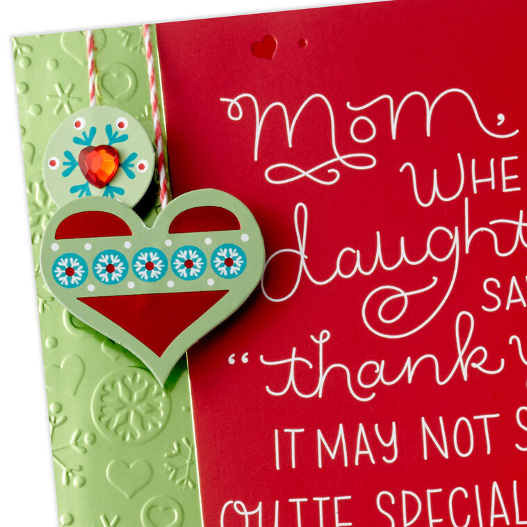 Holiday Heart Charms Mom Christmas Card From Daughter Card Front Detail image number 4