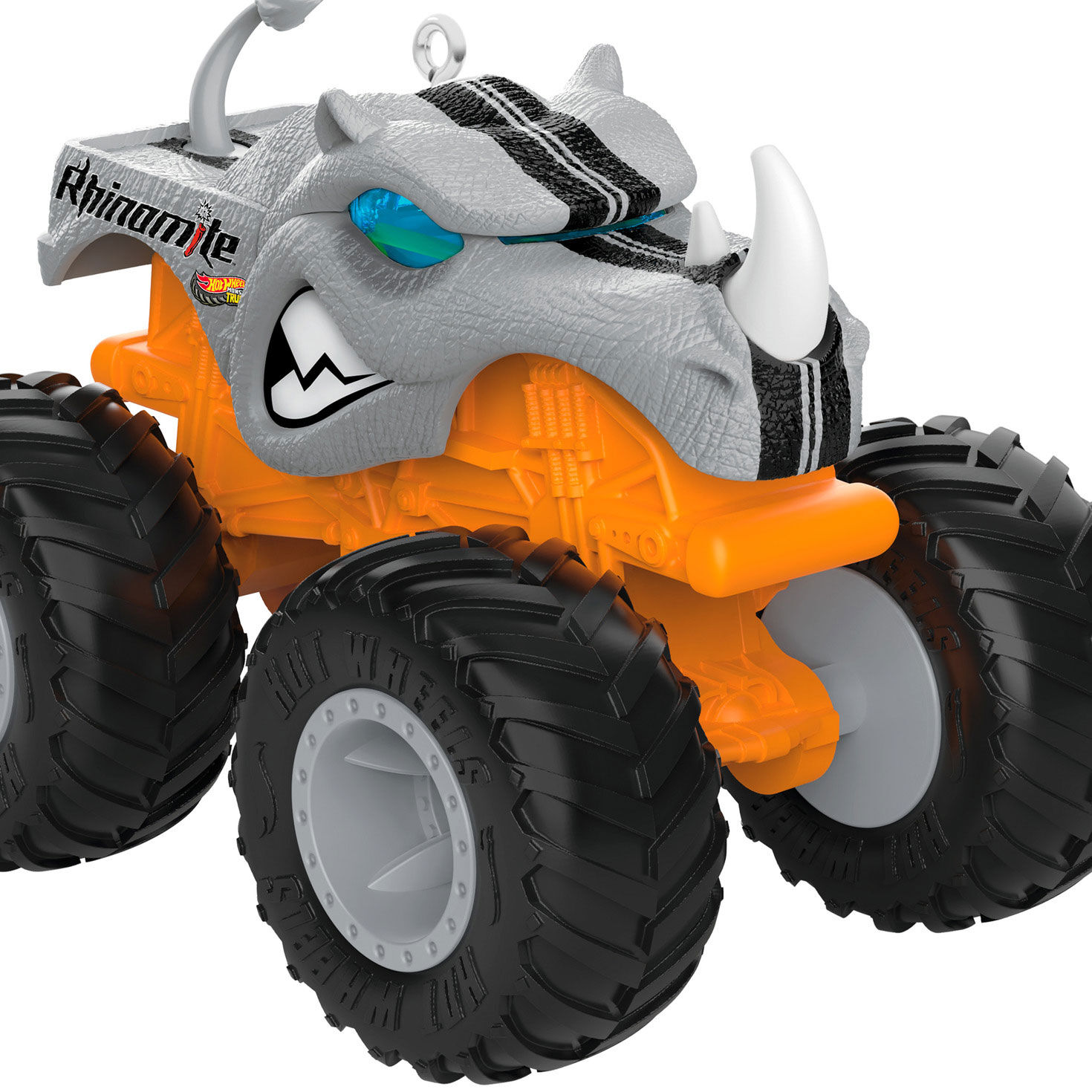 Orange Gray Hot Wheels Monster Truck Ornament upclose view image number 5