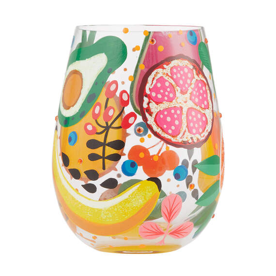 Lolita Tropical Fruit Handpainted Stemless Wine Glass, 20 oz., , large image number 2