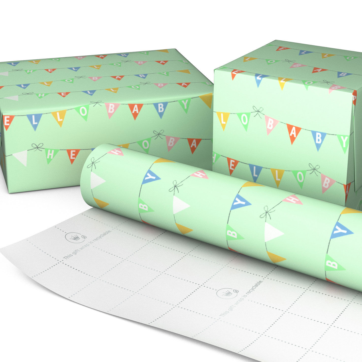 Triangle Bunting New Baby Wrapping Paper Wrapped pkg image number 2