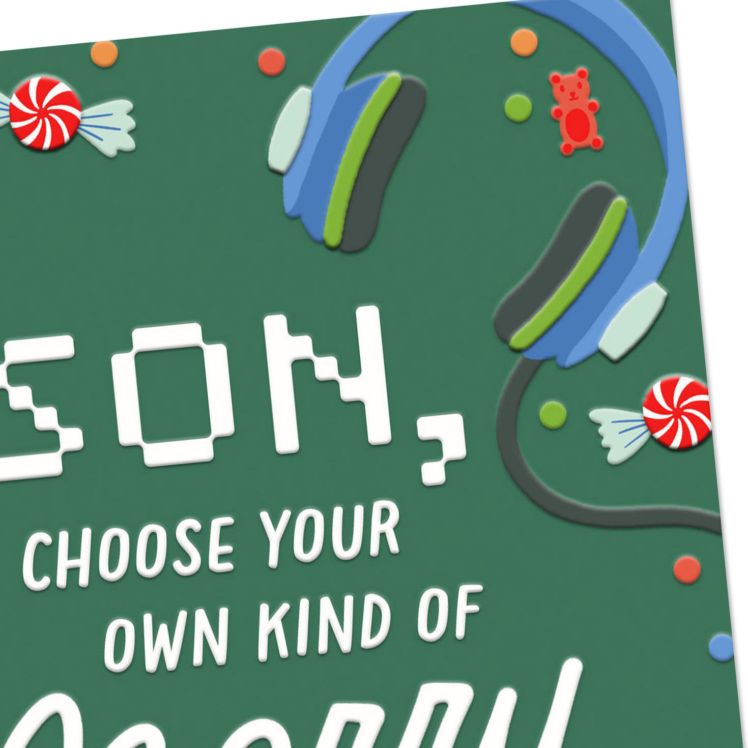 Video Games and Candy Son Christmas Card Card Front Detail image number 4