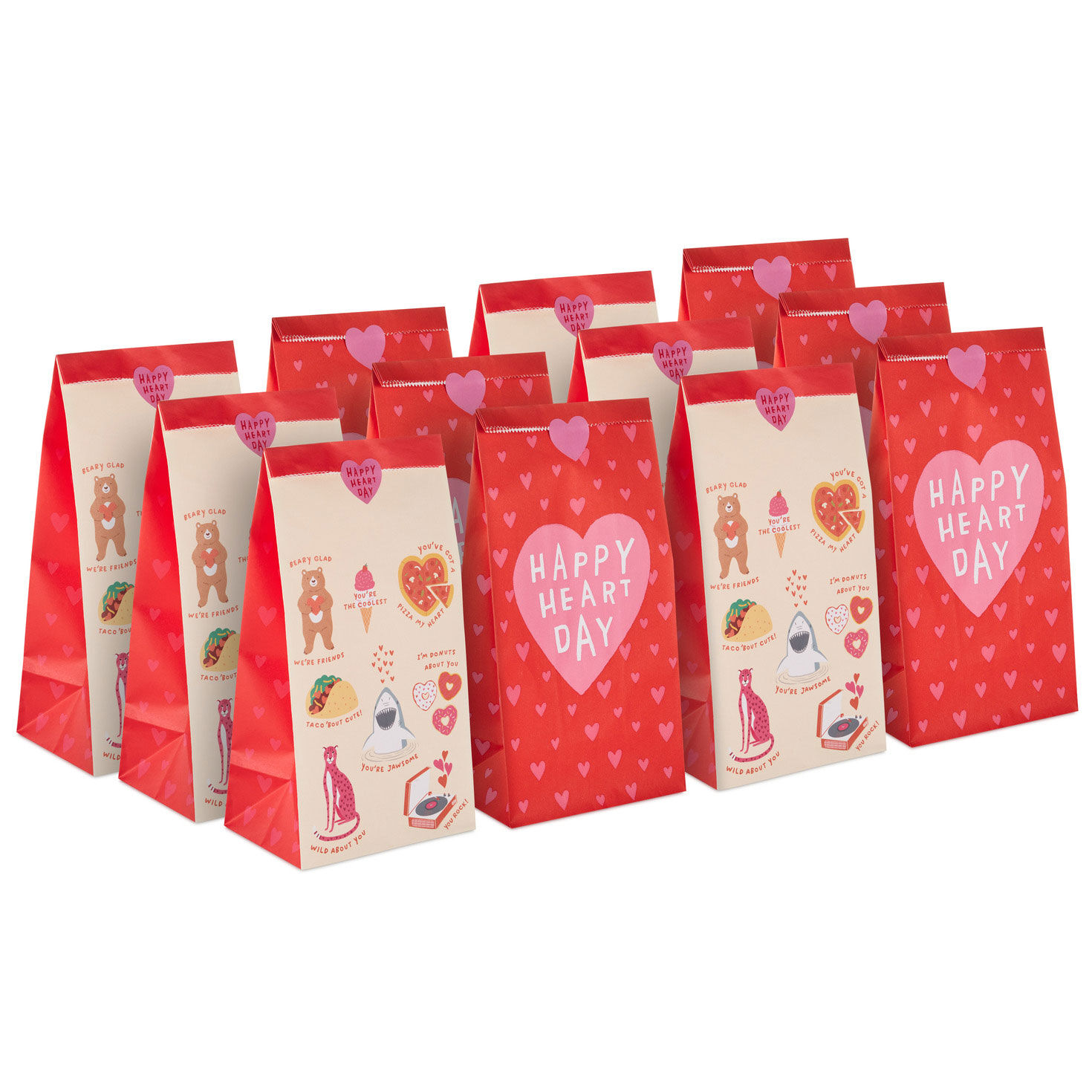 Happy Heart Day Paper Treat Sacks With Stickers fronts image number 4