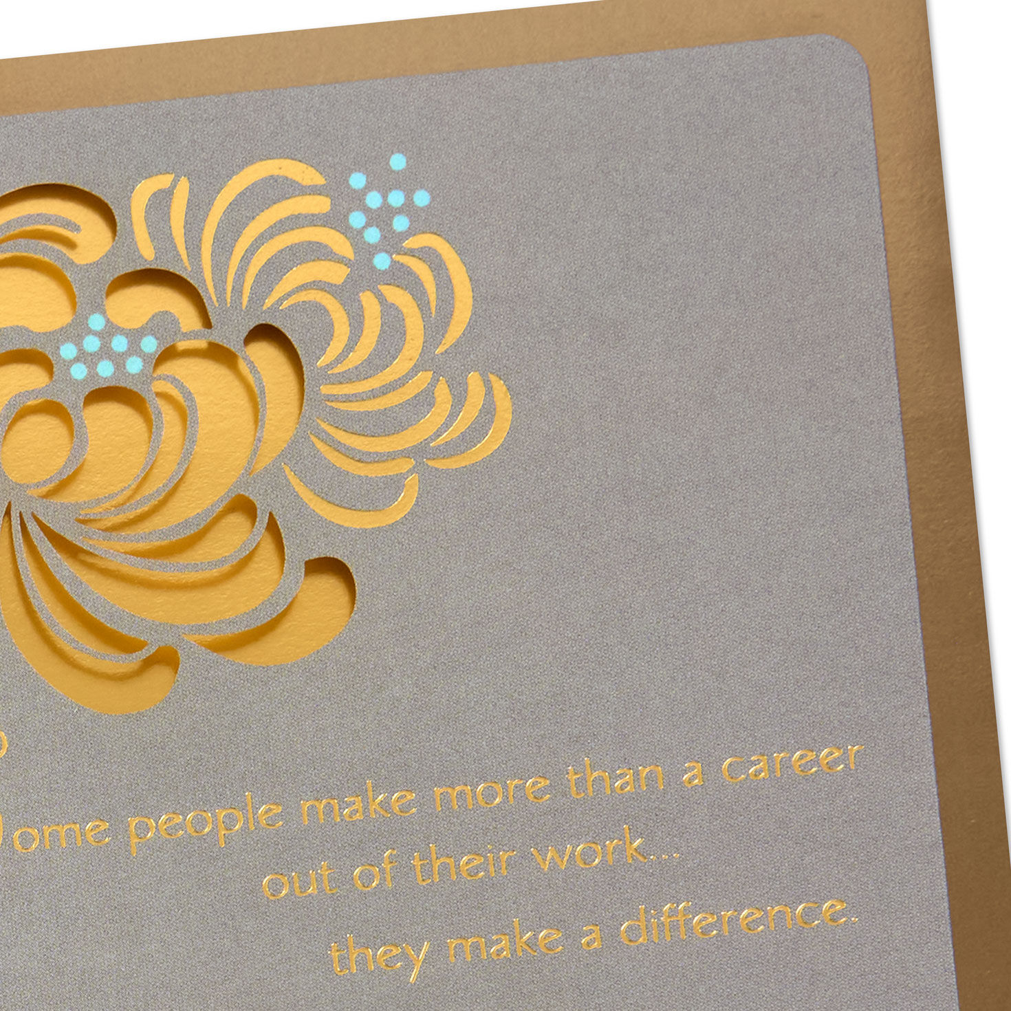 Gold Foil Flowers on Gray Retirement Card Card Front Detail image number 4
