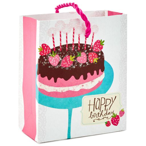 Strawberry Birthday Cake Gift Card Holder Mini Bag, 4.5", 