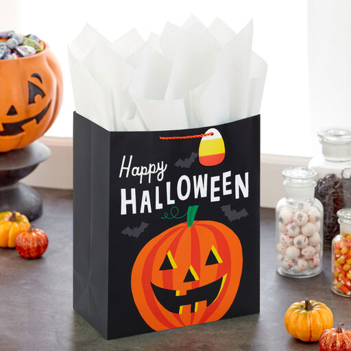 13" Happy Halloween Jack-o'-Lantern Large Gift Bag, 