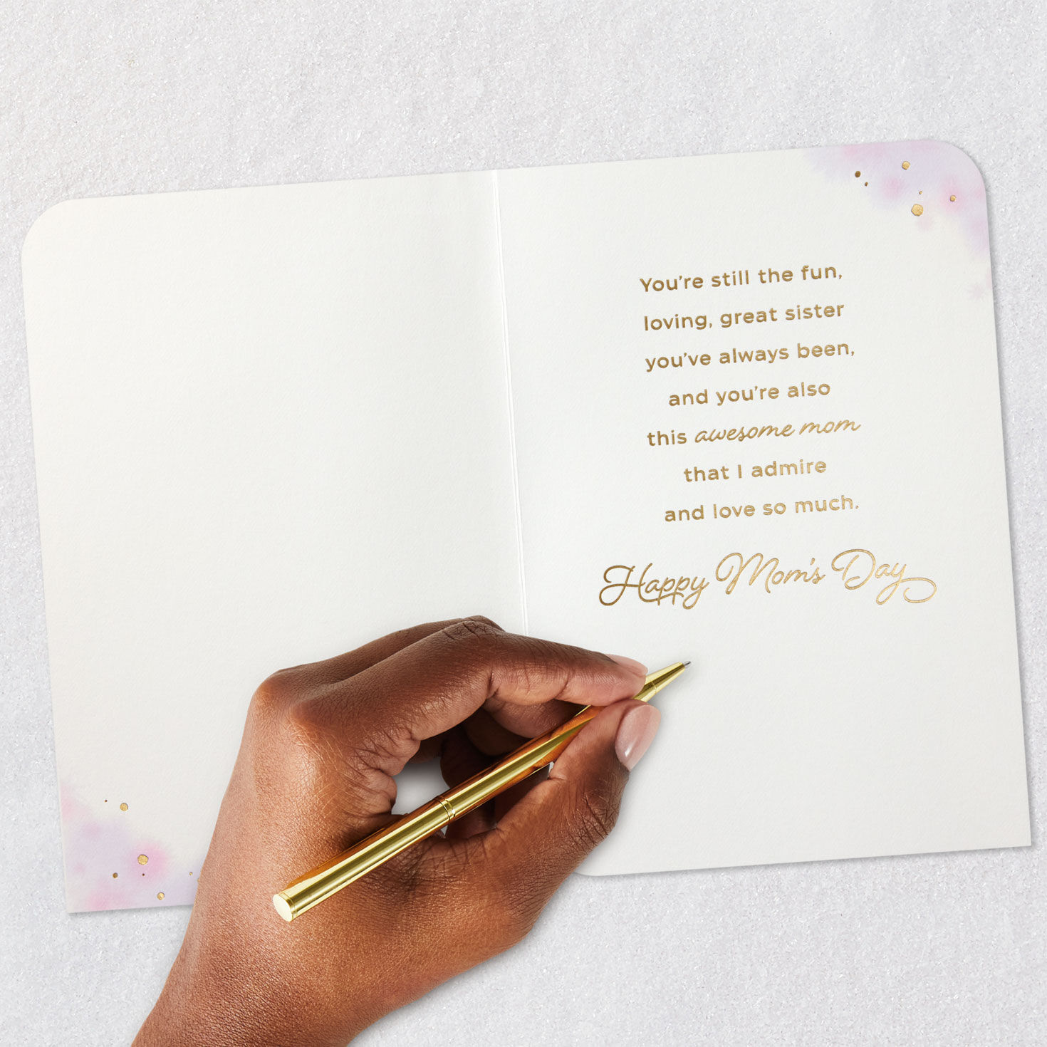 Hummingbird and Flowers Sister Mother's Day Card Signing card image number 6