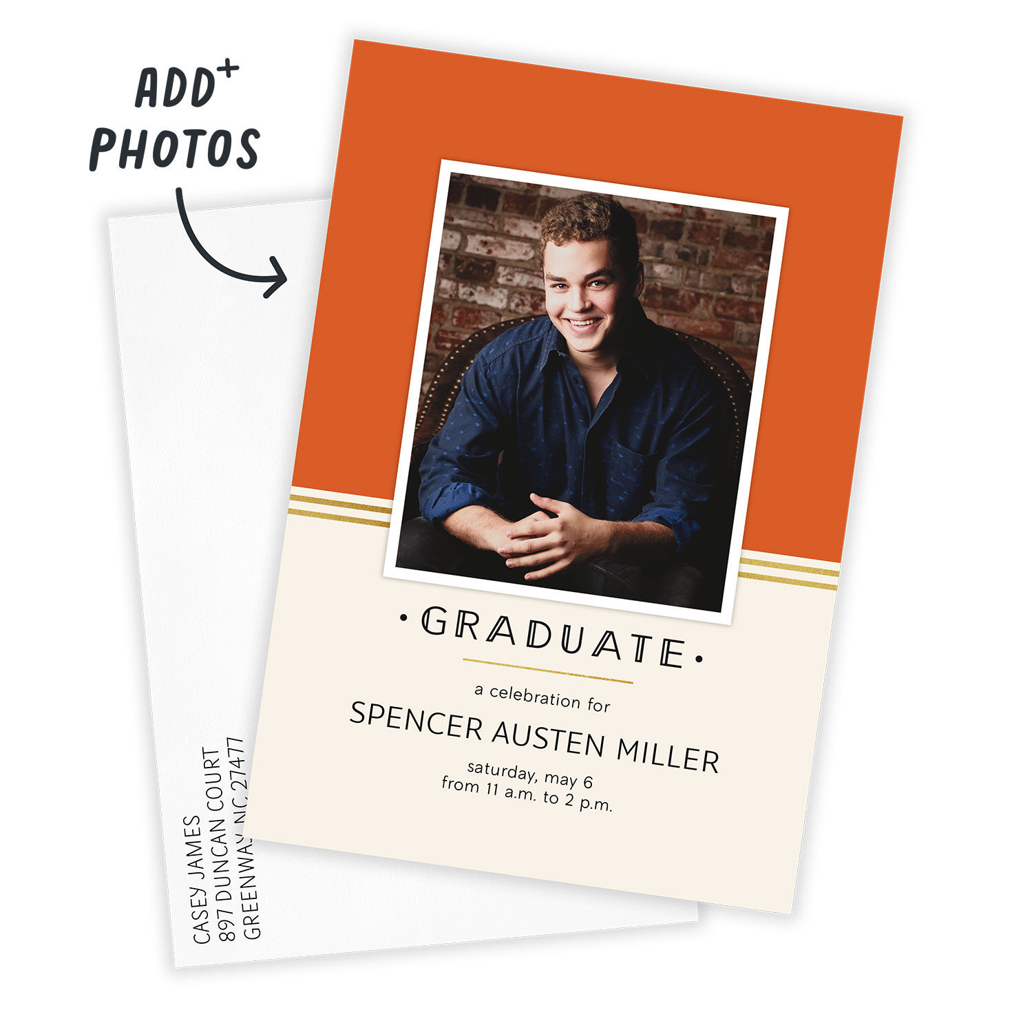 Orange Art Deco Personalized Graduation Invitation  image number 2