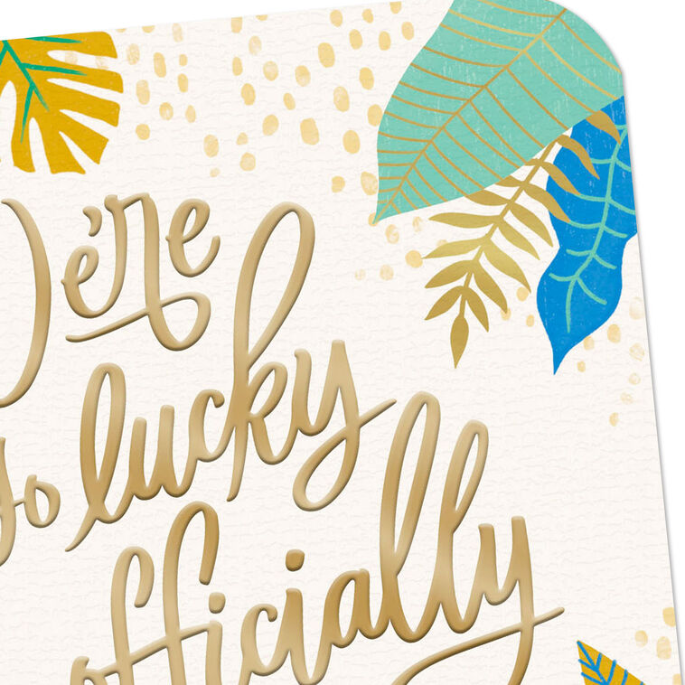 Tropical Leaves Welcome to the Family Wedding Card  image number 4