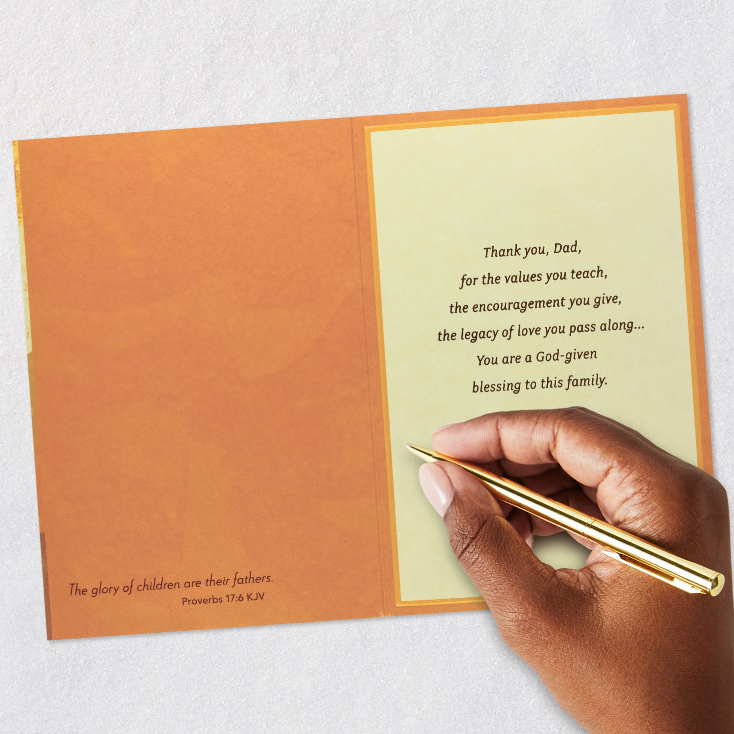 Man Kneeling in Prayer Religious Father's Day Card for Dad signing card image number 7
