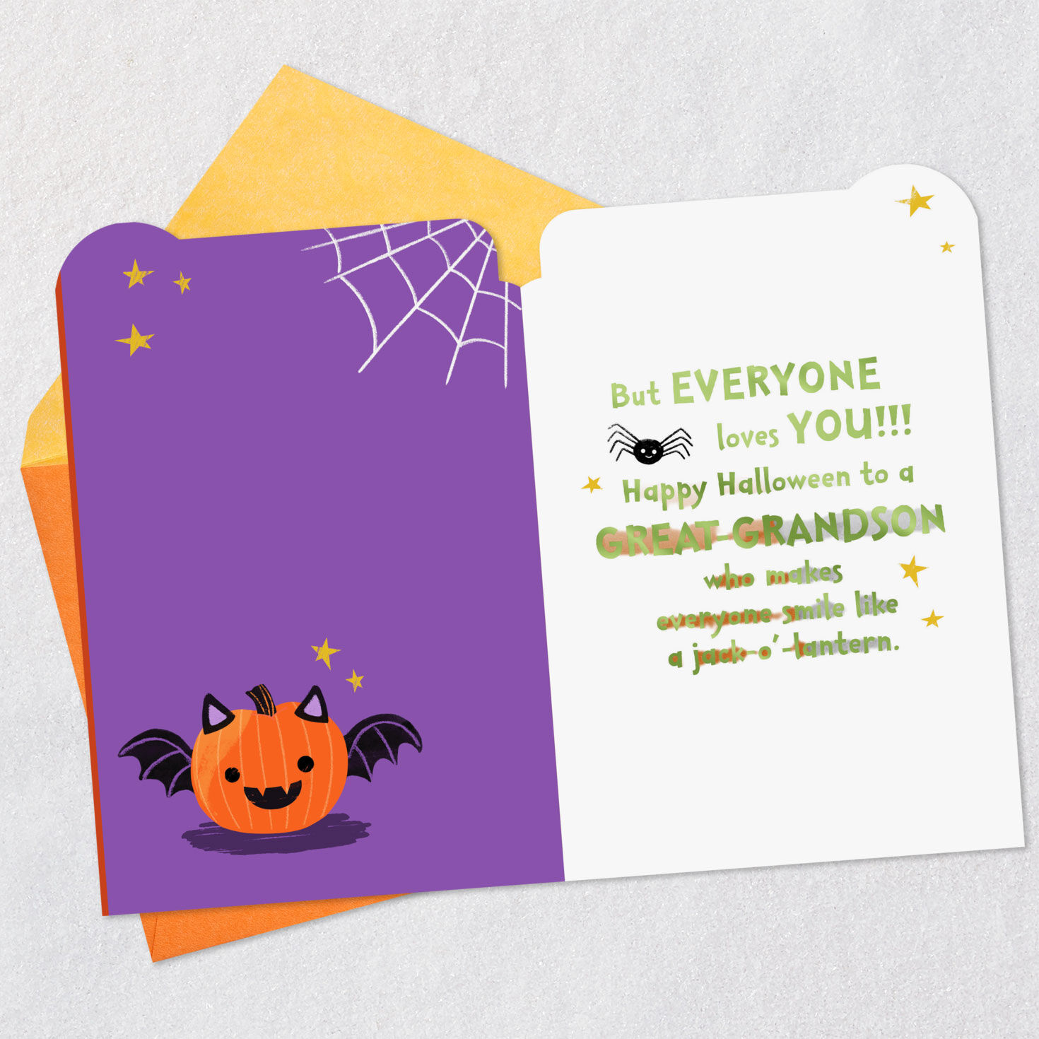 Pirate Pumpkin Grandson Halloween Card Open card with envelope image number 3