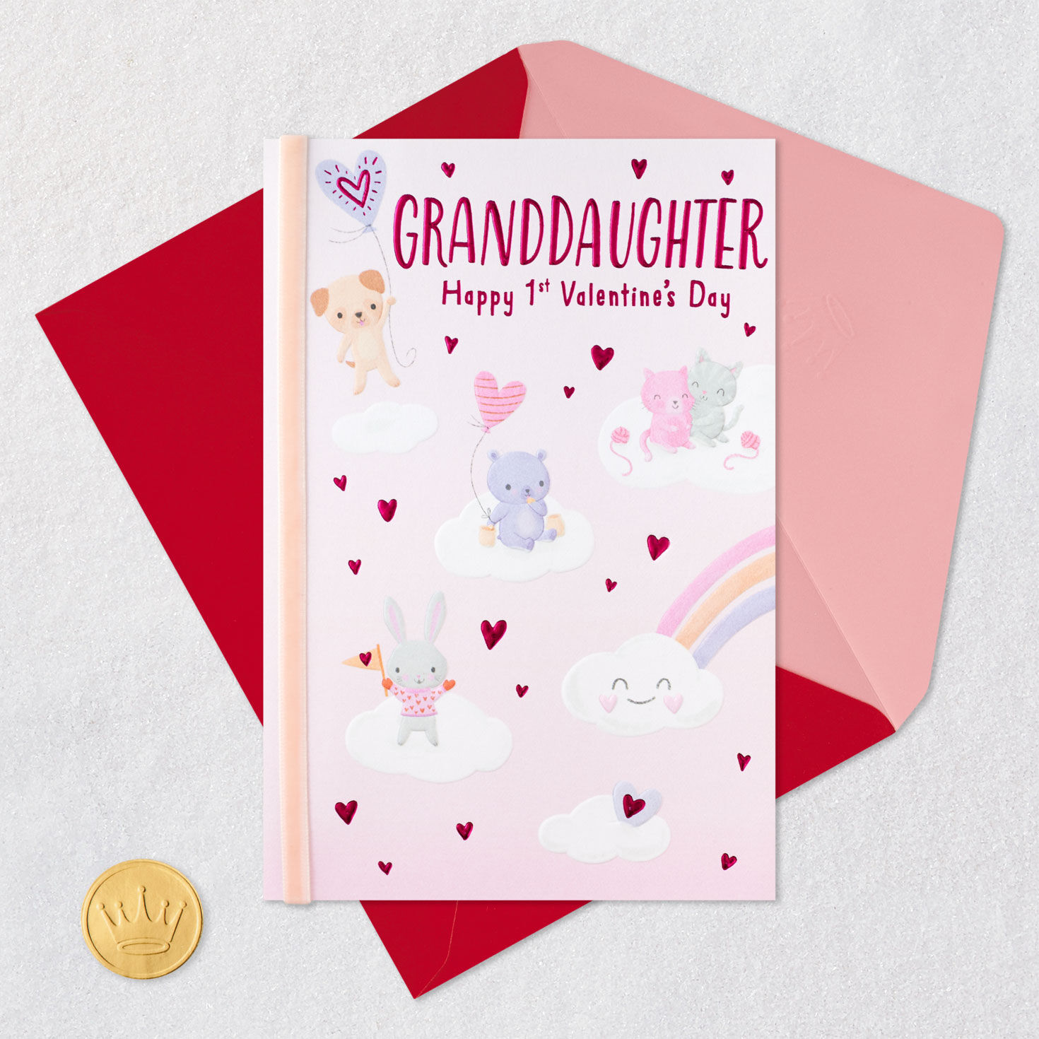 Baby's First Valentine's Day Card for Granddaughter Card Front with Envelope and Gold Seal image number 6