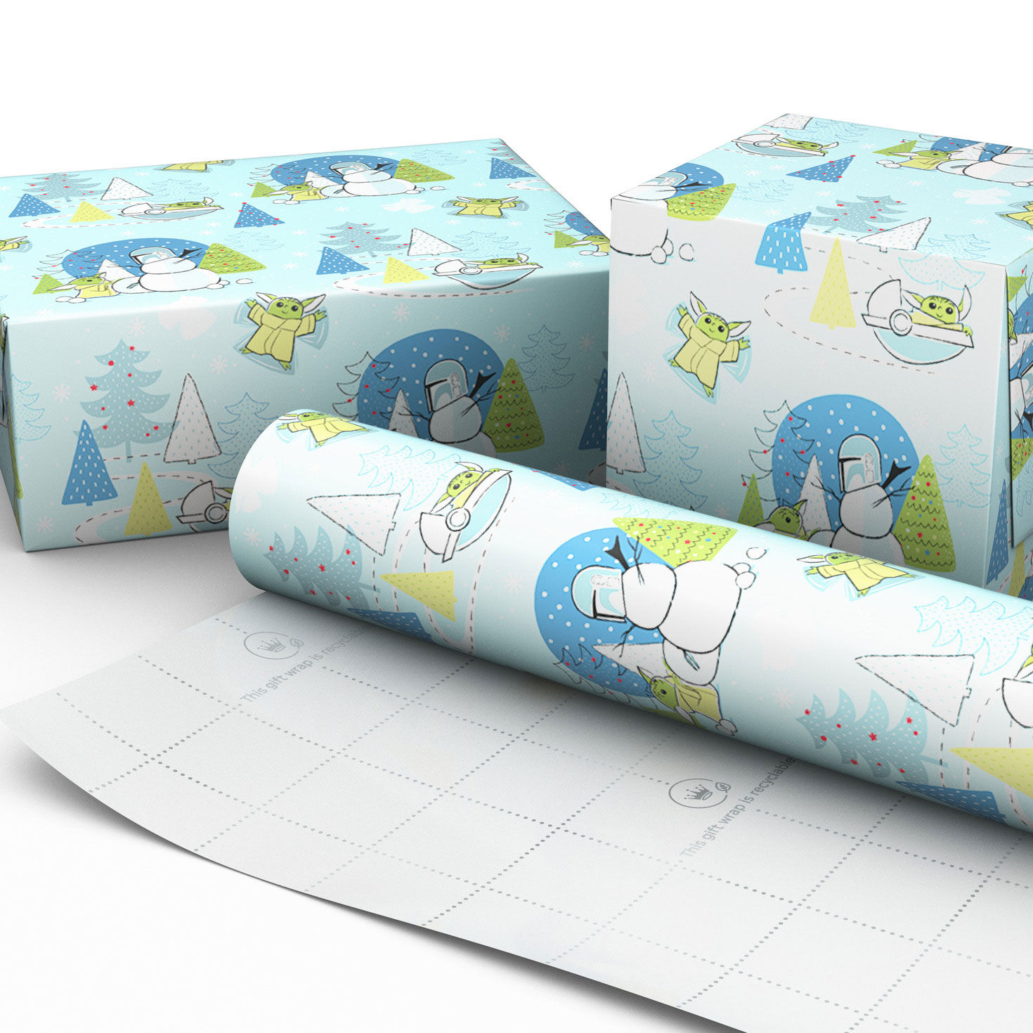 Star Wars: The Mandalorian&trade; Grogu&trade; Snow Fun Christmas Wrapping Paper, 25 sq. ft., , large image number 2