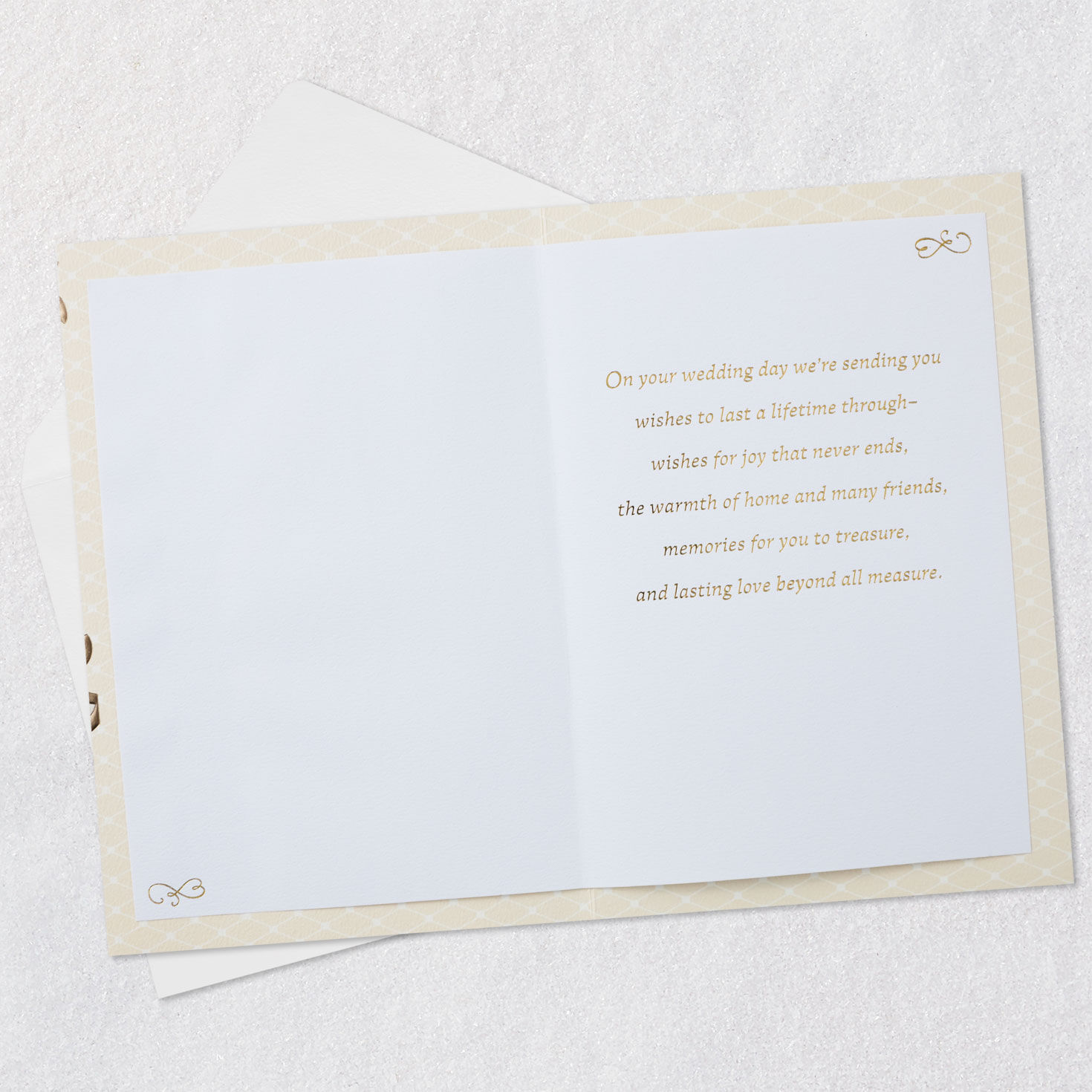 Sparkly Gold Flowers Wedding Card From Us Open card with envelope image number 3